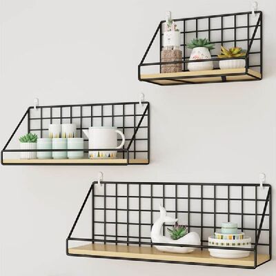 极速Woobden&Iron Wall Shelf Organizer Holder Kitchen Supplie