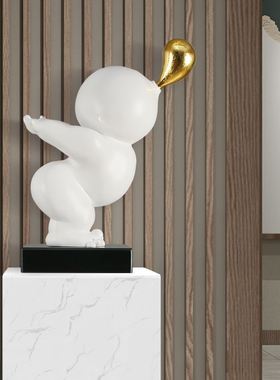 极速抽象吹泡泡人物雕塑酒店大堂装置艺术品客厅卡通橱Z窗装饰落