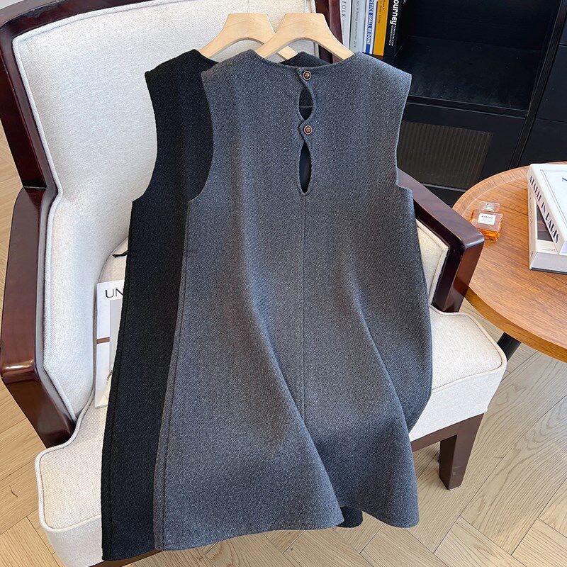 新品大码女秋冬毛呢小个子内搭打底裙胖mm气质Q显瘦直筒马甲背心