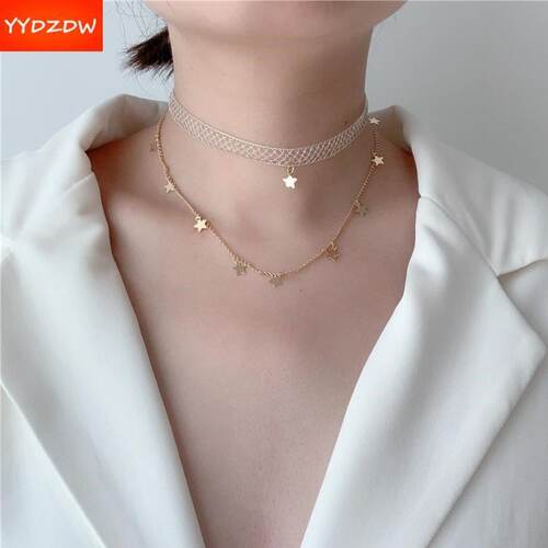 极速Chain necklace collar necklace nymph double lace sZtars