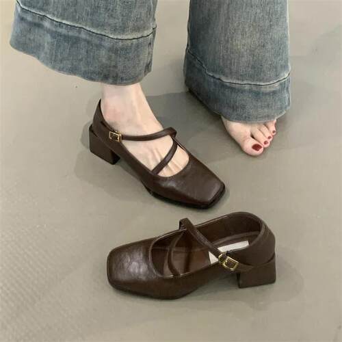 新品法式高跟f鞋浅口粗跟单鞋女2026新款夏秋季配裙子乐福玛丽珍