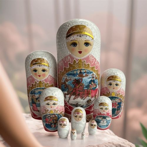 极速烤漆俄罗斯套娃10层手工实B木工艺品旅游纪念品送老外礼物椴