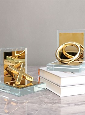 极速北欧创意水晶金属书挡样板房售楼部卧室N书房餐厅客厅桌面玄