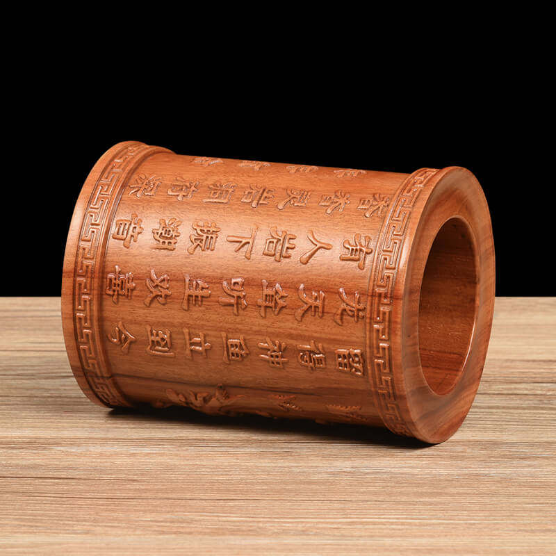 极速红木笔筒原i木整料雕刻毛笔筒办公桌创意复古文房四宝礼品摆