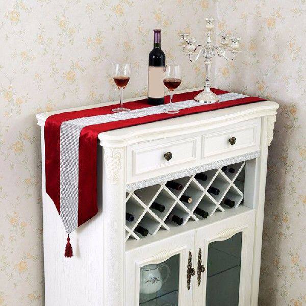 极速Solid Color Diamond Table Runners Modern Table Runn.er F