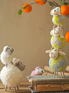 极速【七茉】羊毛毡ins小羊毛绒摆件客厅家居装饰U品礼品动物桌面