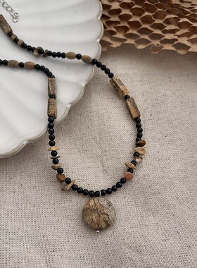 极速民族风手作串珠项链 复古毛衣链 小众设计Q感锁骨链 禅系配饰