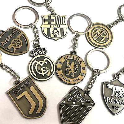 bronze key chain real madrid barcelona football souvenir