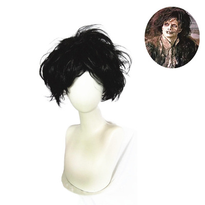 Witches are crazy men's black short curly wig anime Hallowee