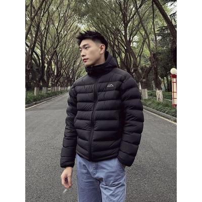 黑色连帽排骨羽绒服男款