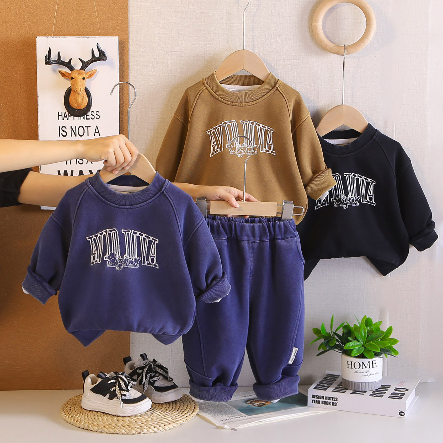 男童春秋套装休闲卫衣两件套儿童字母印花长袖运动服痞帅气时髦潮