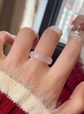 天然荔枝冻戒指女款冰种白月光指环时尚个性小众设计感高级轻奢