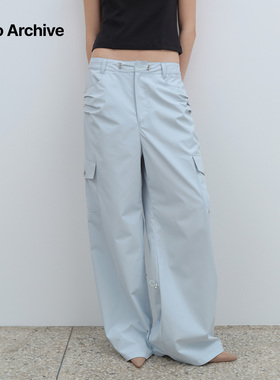 【名井南同款】Millo Archive长裤高腰直筒工装裤女休闲浅蓝宽松