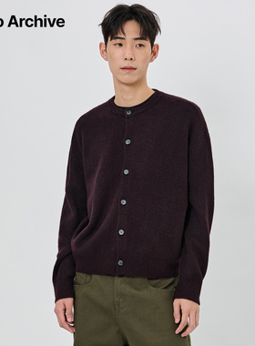 Millo Archive25冬款复古紫色针织开衫男百搭休闲毛衣简约针织衫