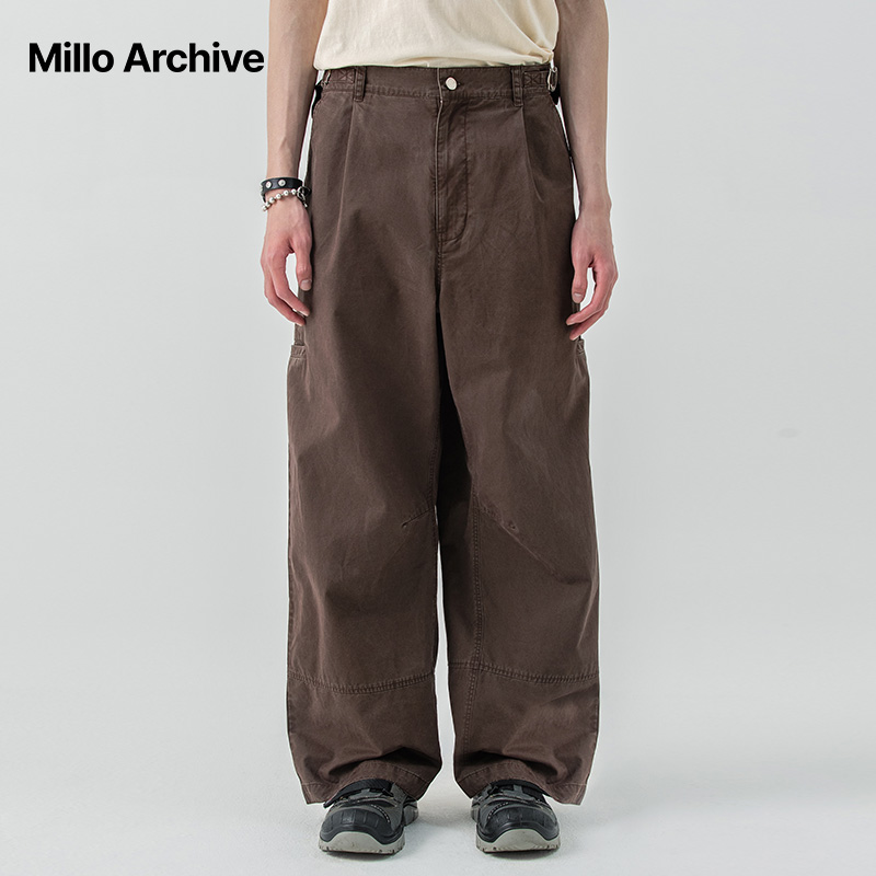 Millo Archive牛仔街头水洗做旧阔腿长裤休闲复古时尚2025年新款