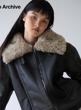 Millo Archive25秋冬女款毛领夹克外套女短款皮毛一体美拉德皮衣