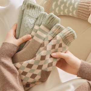 厚袜子女秋冬中筒加绒加厚保暖冬季月子袜毛圈毛巾睡眠成人地板袜