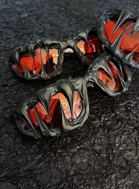 【现货】Pi0neeR 前卫先锋墨镜 纯手工滴胶男女街头风【火山红】