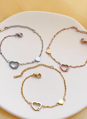 钛钢手链女跳动的心少女心手饰ins超仙学生心形手工饰品新品上市