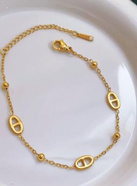 时尚满圈小猪鼻子 钛钢气质轻奢小众高级设计感百搭ins风情侣手链