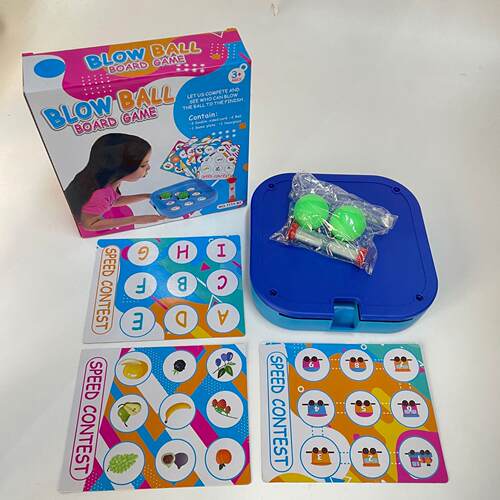 跨境桌游玩具儿童吹球比赛BLOW BALL BOARD GAME亲子互动桌面游戏