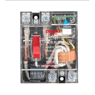 德力西DZL18T-32 32A 20A单钮透明款 家用漏电保护器 漏电断路器