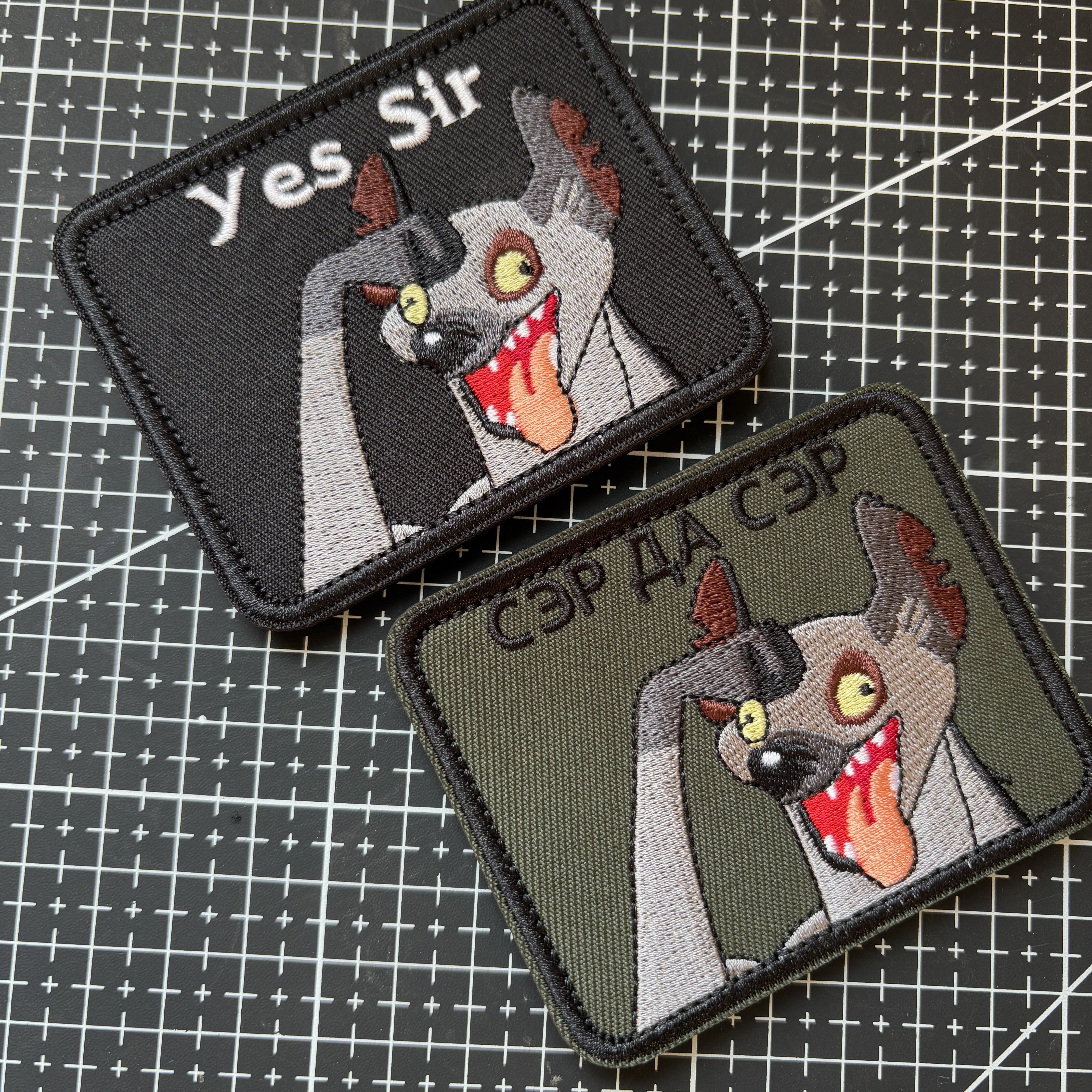 YES SIR土狼刺绣臂章魔术贴卡通士气章背包贴绣花章露营徽章补丁