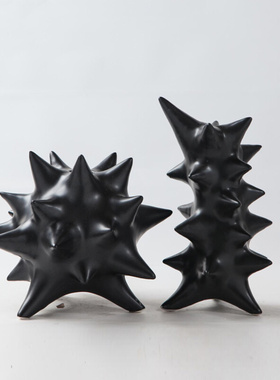 现代简约创意家居软装饰品摆设黑色海胆刺球陶瓷工艺品装饰品摆件