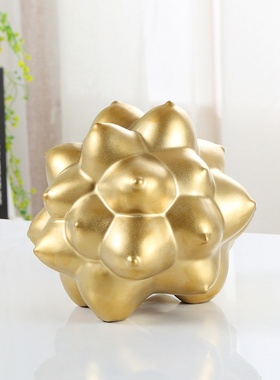 简约北欧不规则陶瓷刺球摆件工艺品 家居客厅软装饰品样板房摆件