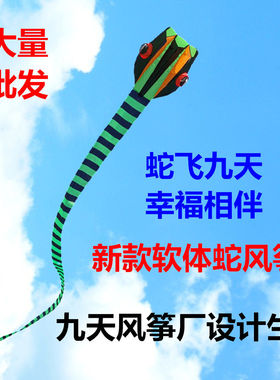 潍坊新款软体蛇风筝成人儿童微风易飞竹叶青无骨蛇风筝厂家