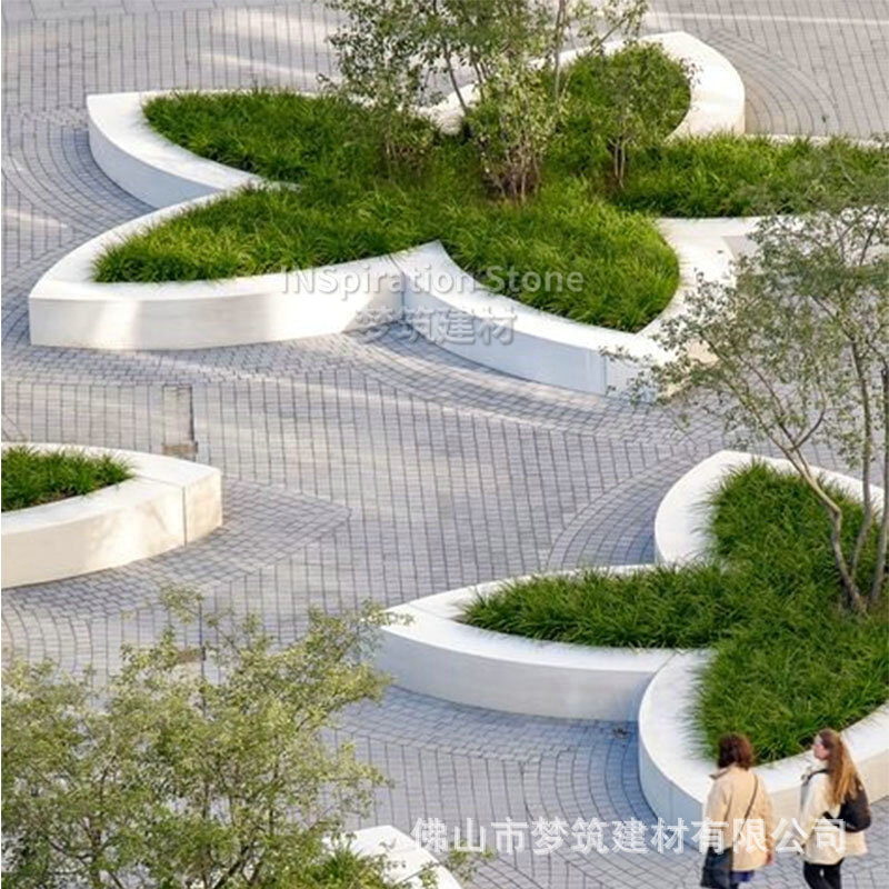 厂家制作GRC户外花池 圆形种植树池广场公园水泥玻璃钢椭圆形坐凳