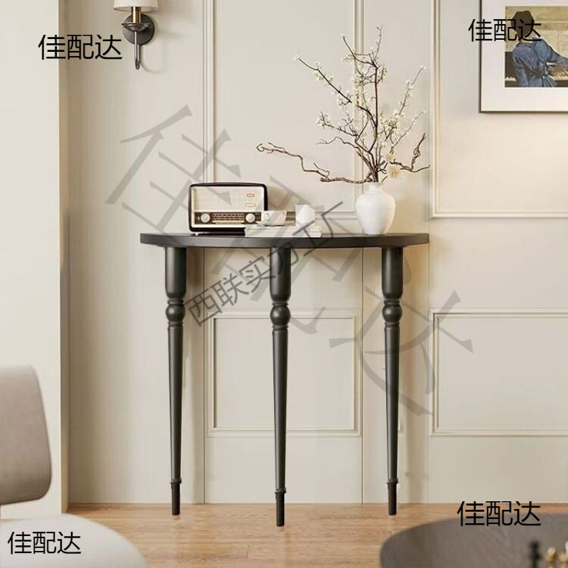 入户走廊展示台家用客厅靠墙桌子摆设桌法式欧式半圆实木玄关桌台