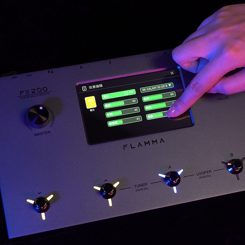 FLAMMA电吉他效果器中文触屏综合效果器OTG内录LOOPER伴奏FX200