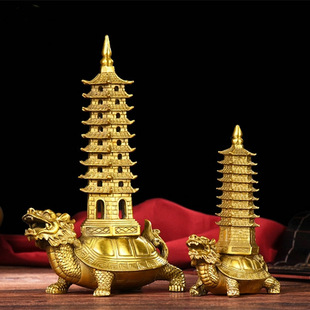 厂家zhi销铜龙龟文昌塔摆件九层文昌塔铜器龙头龟金属工艺品
