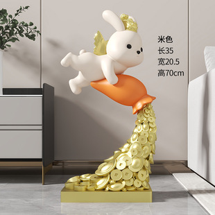 创意兔然暴富摆件客厅酒柜家居装饰品店铺公司店里办公室桌面