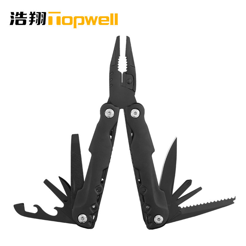 露营多功能工具钳精冲不锈钢多功能刀钳黑色户外便携折叠钳子厂家
