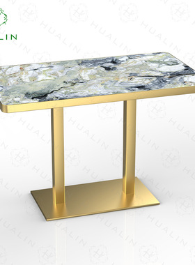 防烫抗污加厚岩板长方形别墅专用餐桌酒店轻奢天然奢石极简款