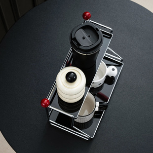 中古风复古双层铁艺水杯收纳架卧室桌面卫生间梳妆台房间置物架