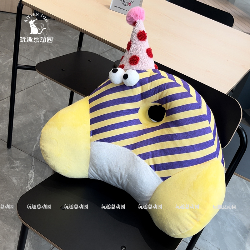 条纹护腰靠垫办公室腰枕工位椅子久坐腰部支撑专用靠枕座椅靠背垫