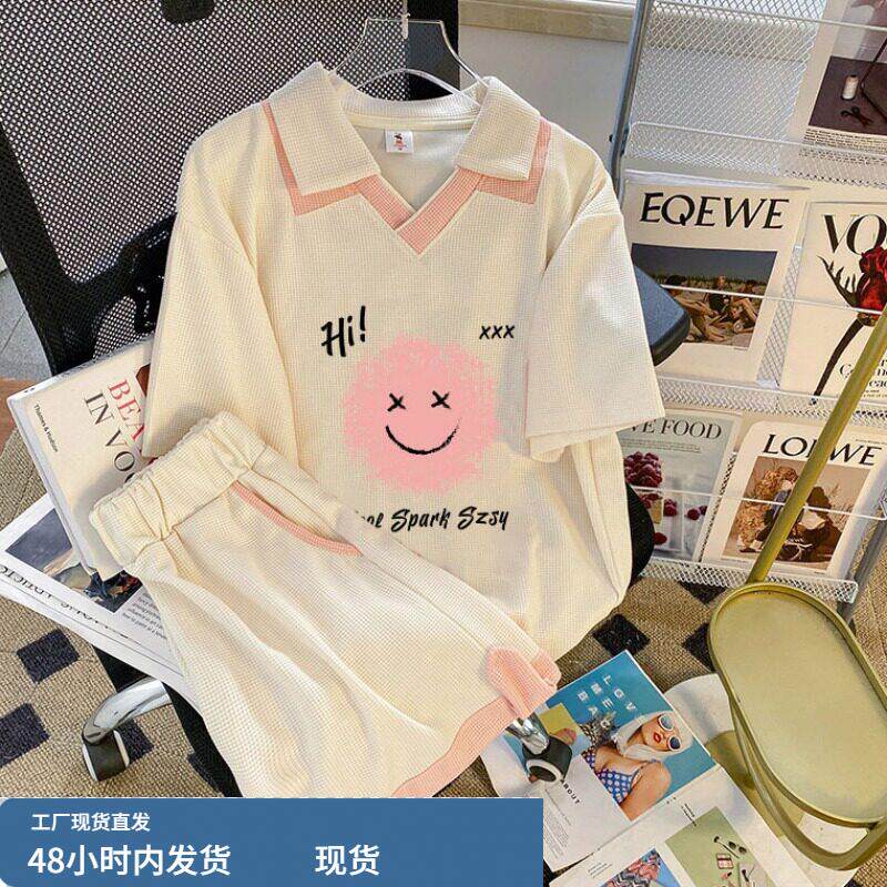 初中生夏季T恤女POLO衫套装13岁15中学生宽松短袖少女孩时尚夏装