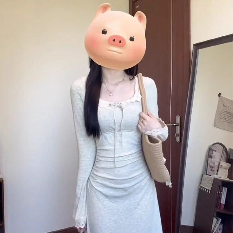 法式气质收腰显瘦长袖连衣裙子女2026新款早秋装冷淡系超好看长裙
