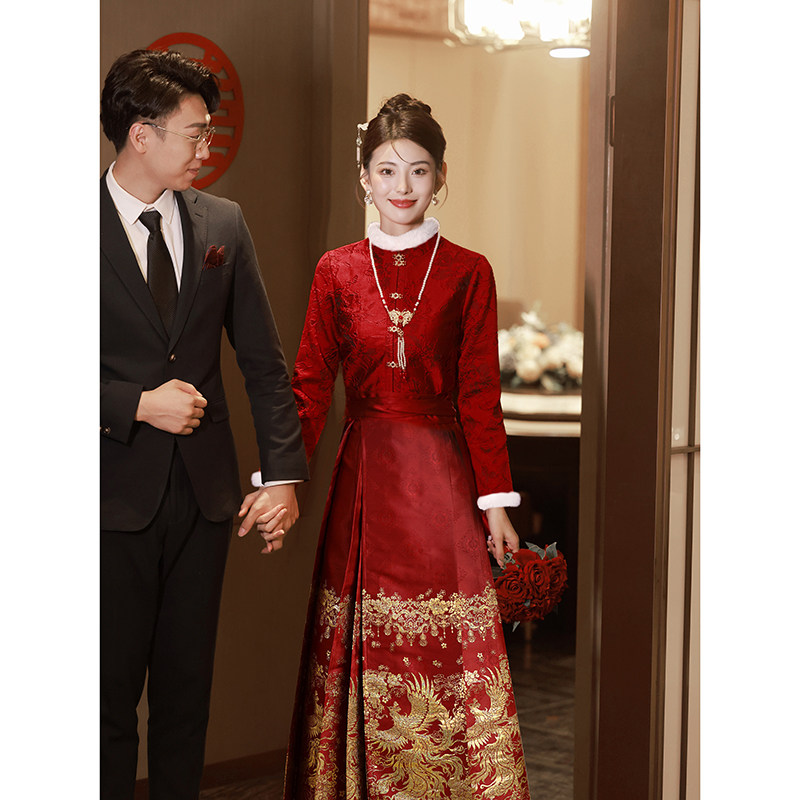 速发新中式马面酒婚衣敬酒服新娘礼服/晚装