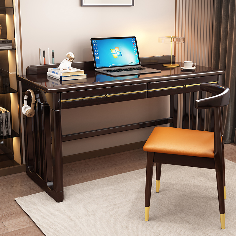 速发新中式实奢书桌用约家简轻木学习桌学生卧室写字桌成人台式电