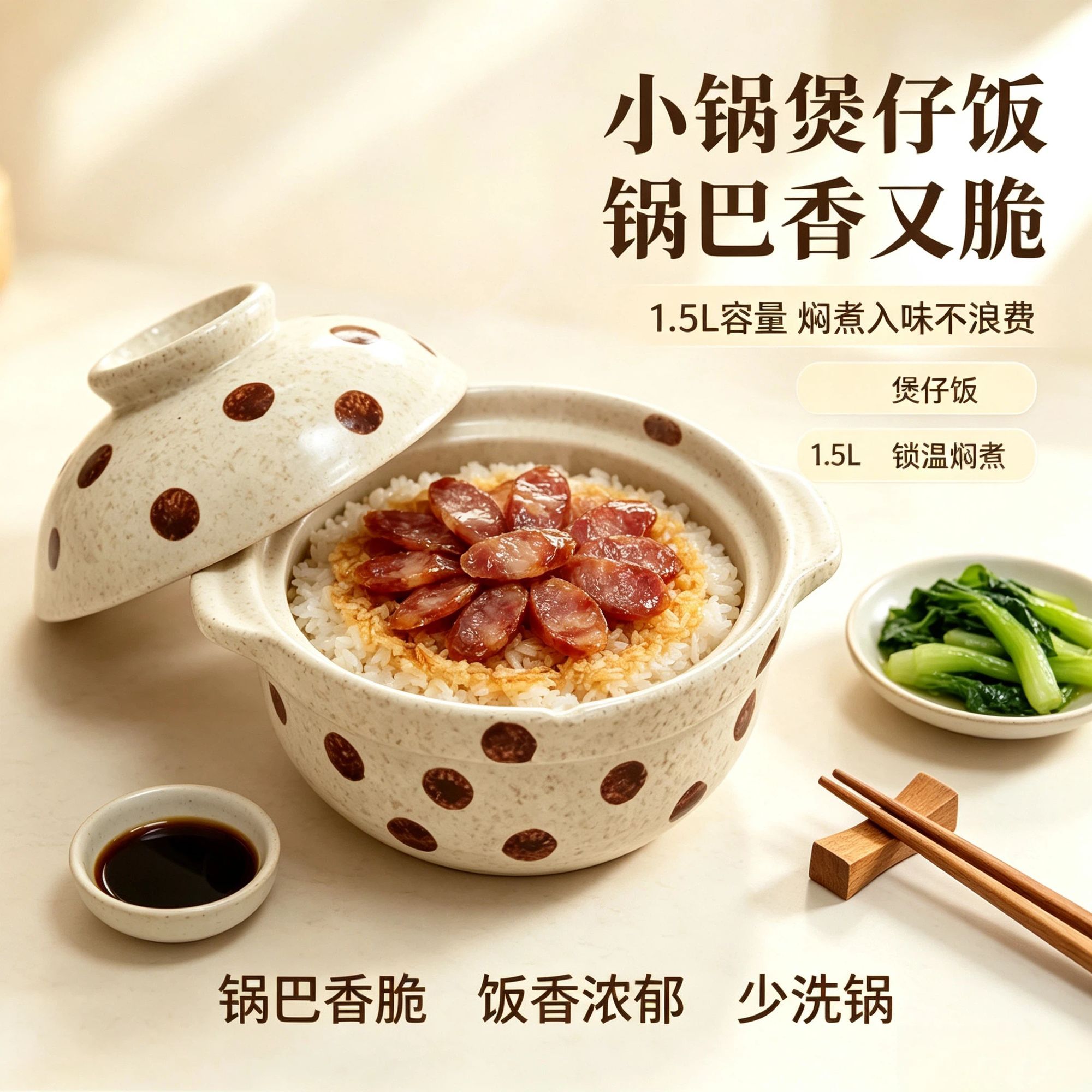 俪人陶进口波点锂瓷砂锅家用燃气炖锅干烧不裂煲汤锅复古陶瓷汤锅