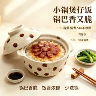 俪人陶进口波点锂瓷砂锅家用燃气炖锅干烧不裂煲汤锅复古陶瓷汤锅