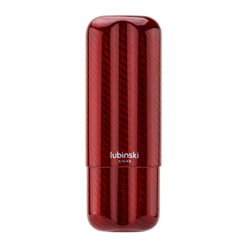 LUBINSKI鲁宾斯基碳纤维雪茄盒便携3支装雪茄保湿管筒两支装红色R