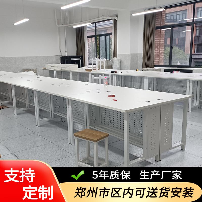 钢木多媒体桌 双人位桌多媒体电教室微机室学校机房桌培训电脑桌