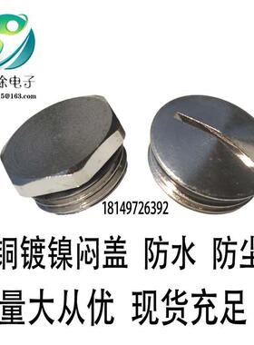 ACX金属一字槽塞头PG7-PG21铜镀镍防水六角形堵头M12-M63金属闷头