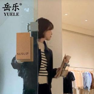 实木玻璃门拉手定制LOGO大门原木刻字把手服装店木门个性创意木质