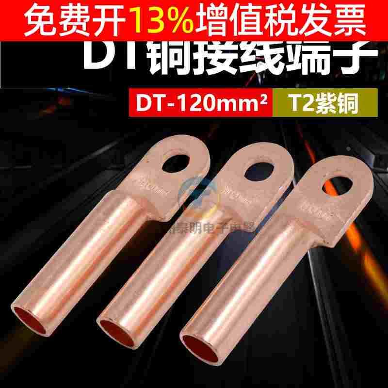 凤凰接线铜鼻子DT-120MM 平方电线线耳 堵油铜接头国标紫铜插簧